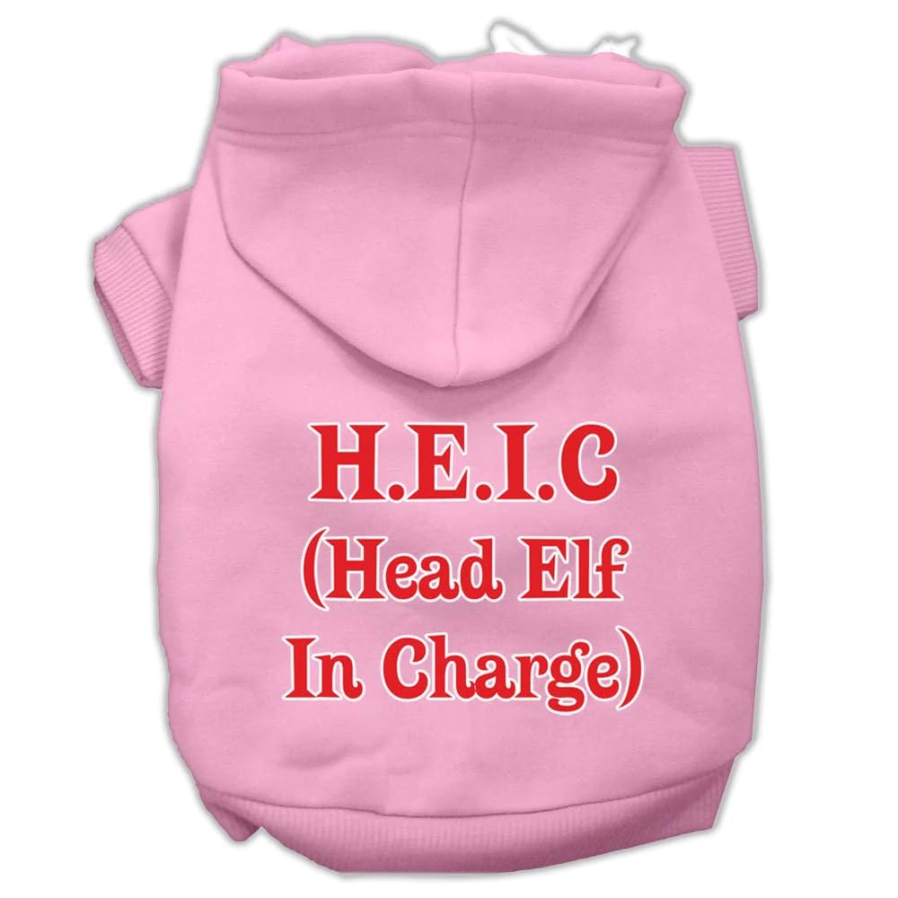 Christmas Pet Dog & Cat Hoodie Screen Printed, Head Elf in Charge Brown LG (10-14 lbs.)