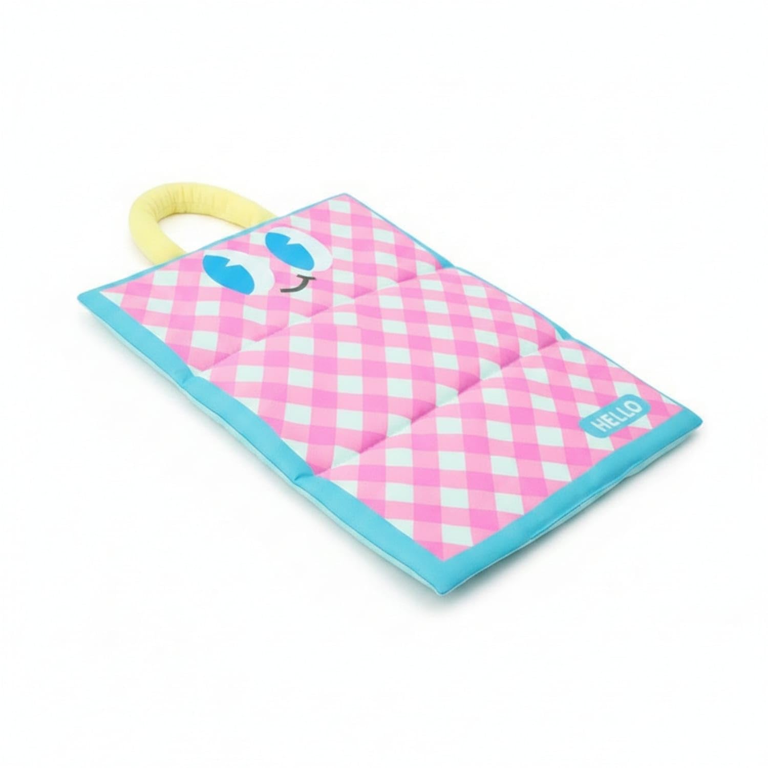 Checkered Waterproof Pet Mat Rounded Edges Quilted Pet Mat, Pink Blue Plaid, 44x58cm