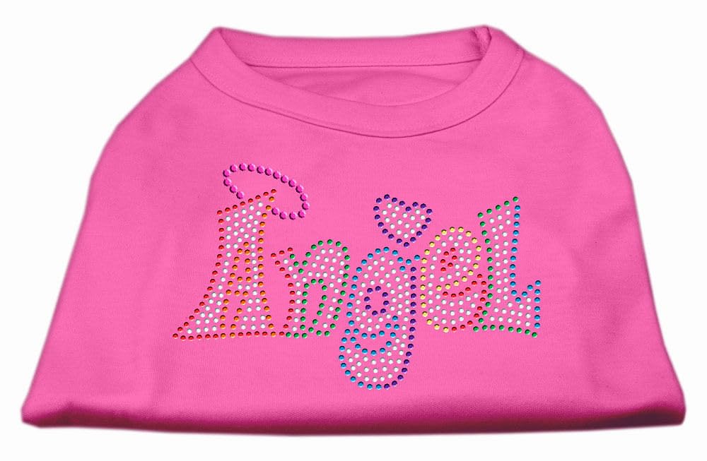 Mirage Pet Products 14&quot; Technicolor Angel Rhinestone Pet Shirt, Large, Bright Pink