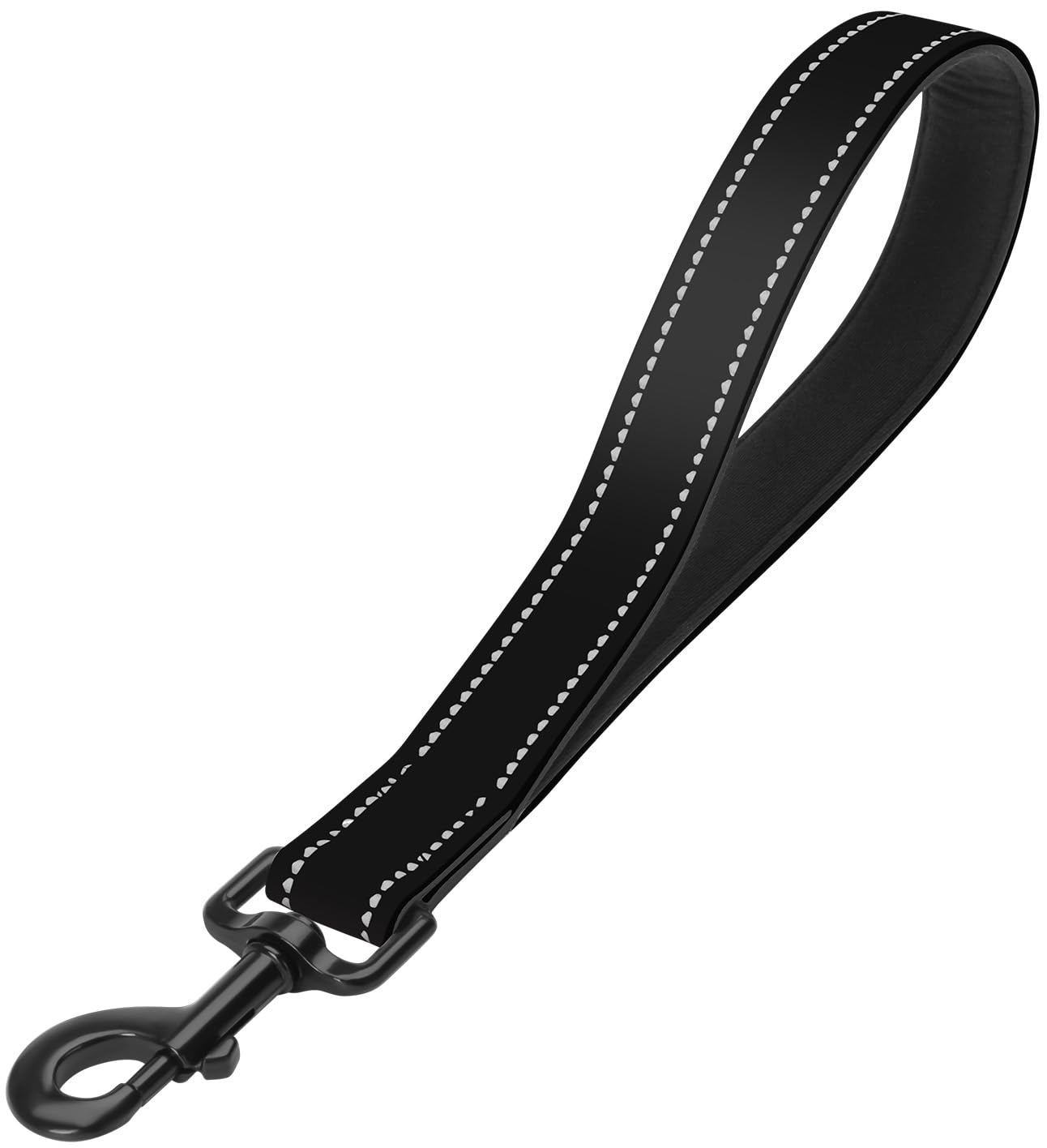 Short Dog Leash With Reflective Nylon Padded Handle - Ideal For Training And Control Of Large And Medium Dogs (Black)