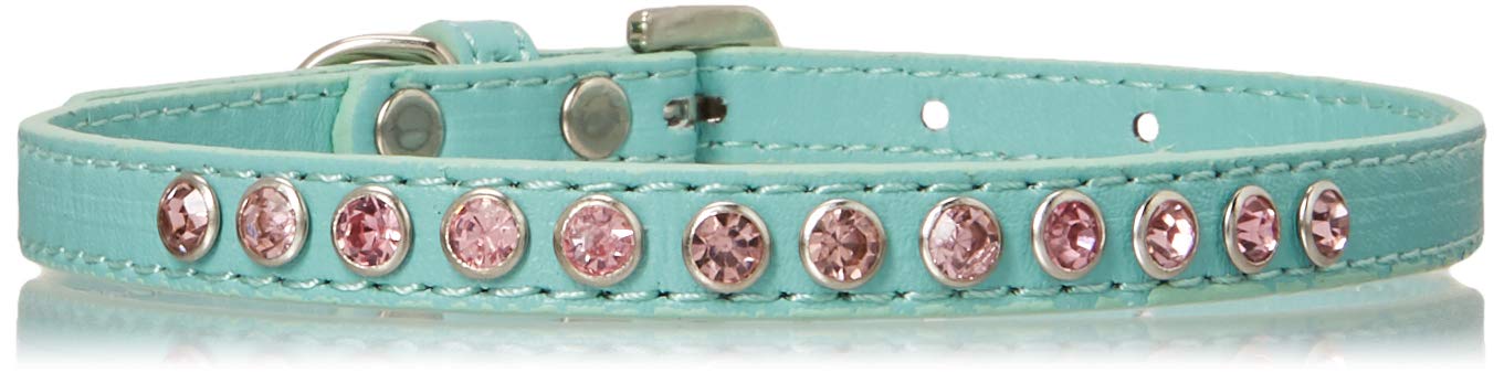 Dog, Puppy & Pet Fashion Collar, &quot;Light Pink Crystal Rimsets&quot; Aqua 16