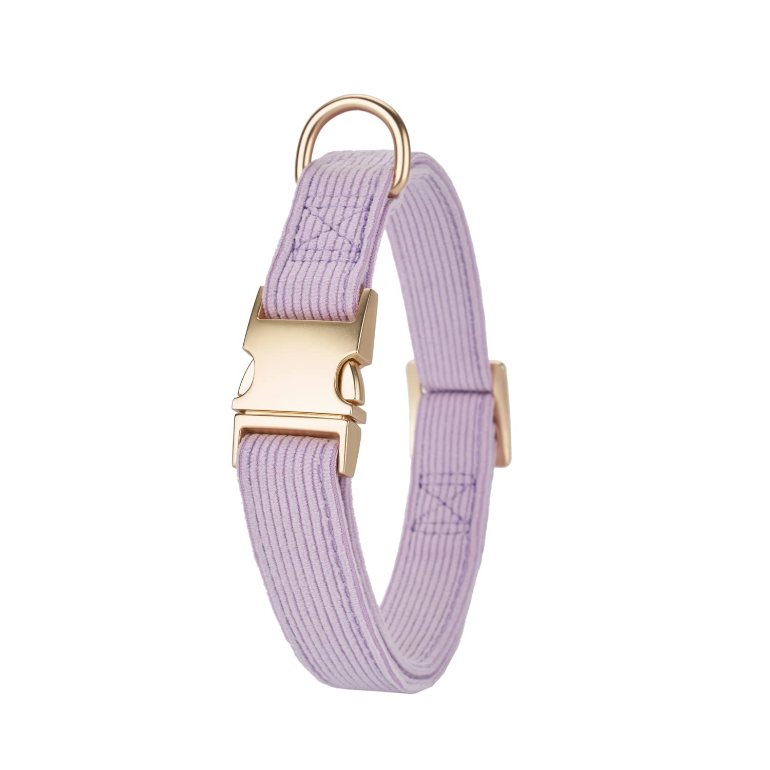 Petiry Soft Corduroy Fibric Dog Collar with High Grade Metal Buckle, for Medium Dogs.(Purple,Medium:12-19'')