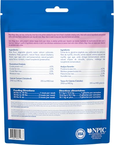 N-Bone Mega-Bone Long-Lasting Dog Chews, Blueberry Pumpkin Muffin, 6 Count, 16.8 oz