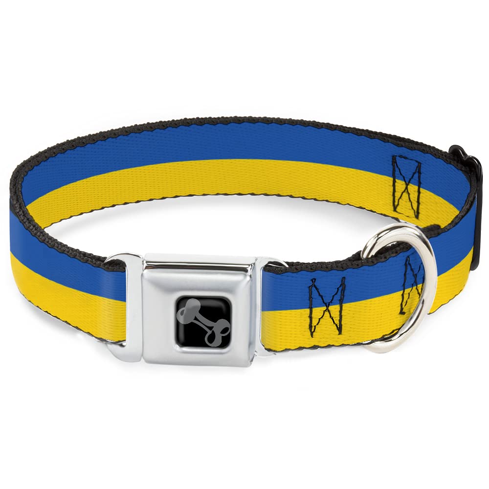 Dog Collar Seatbelt Buckle Ukraine Flag Continuous 9 To 15 Inches 1.0 Inch Wide
