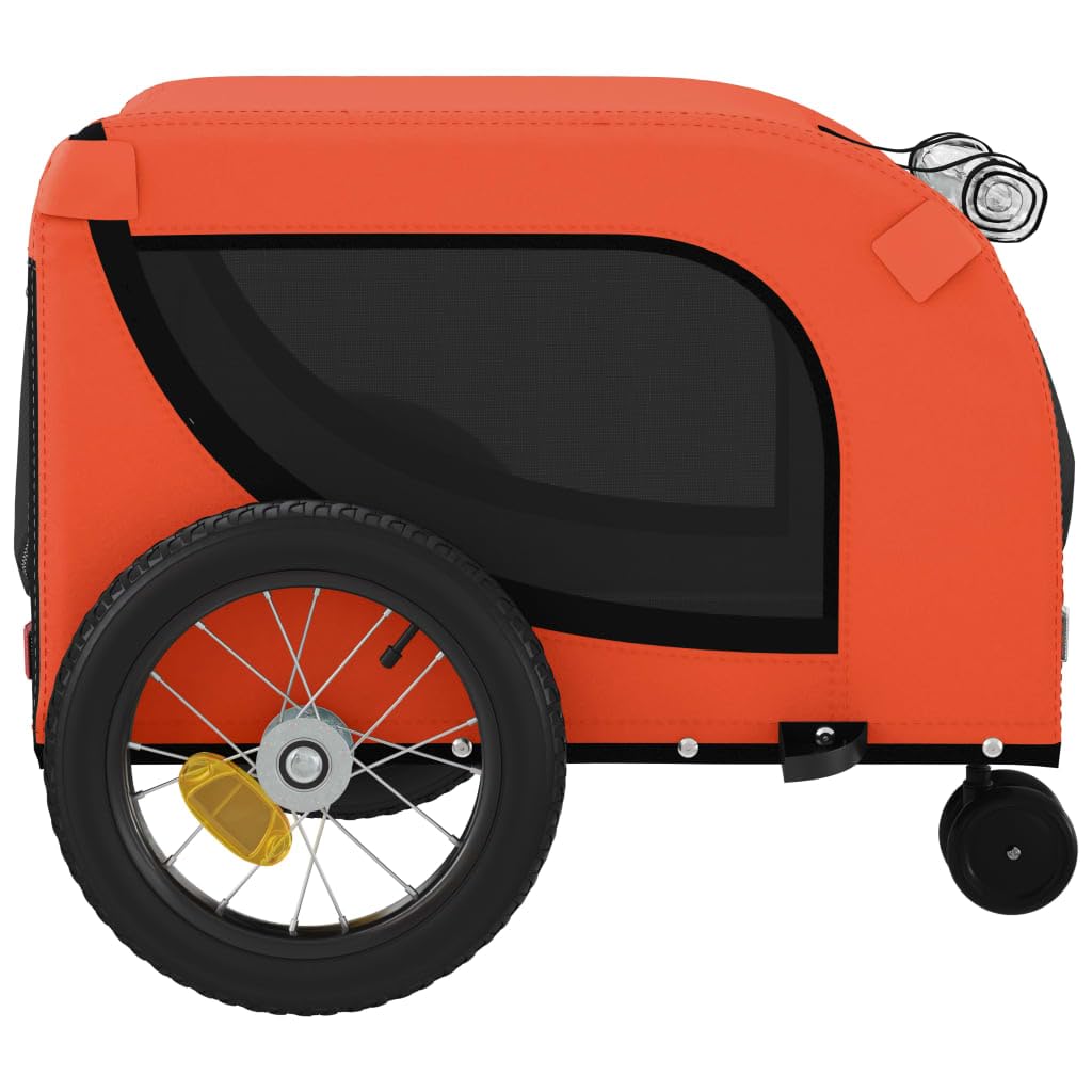 vidaXL Pet Bike Trailer - Orange & Black Oxford Fabric/Iron Frame, 48.8&quot;x20.9&quot;x20.9&quot; - Small Dogs, Cargo/Groceries Transport