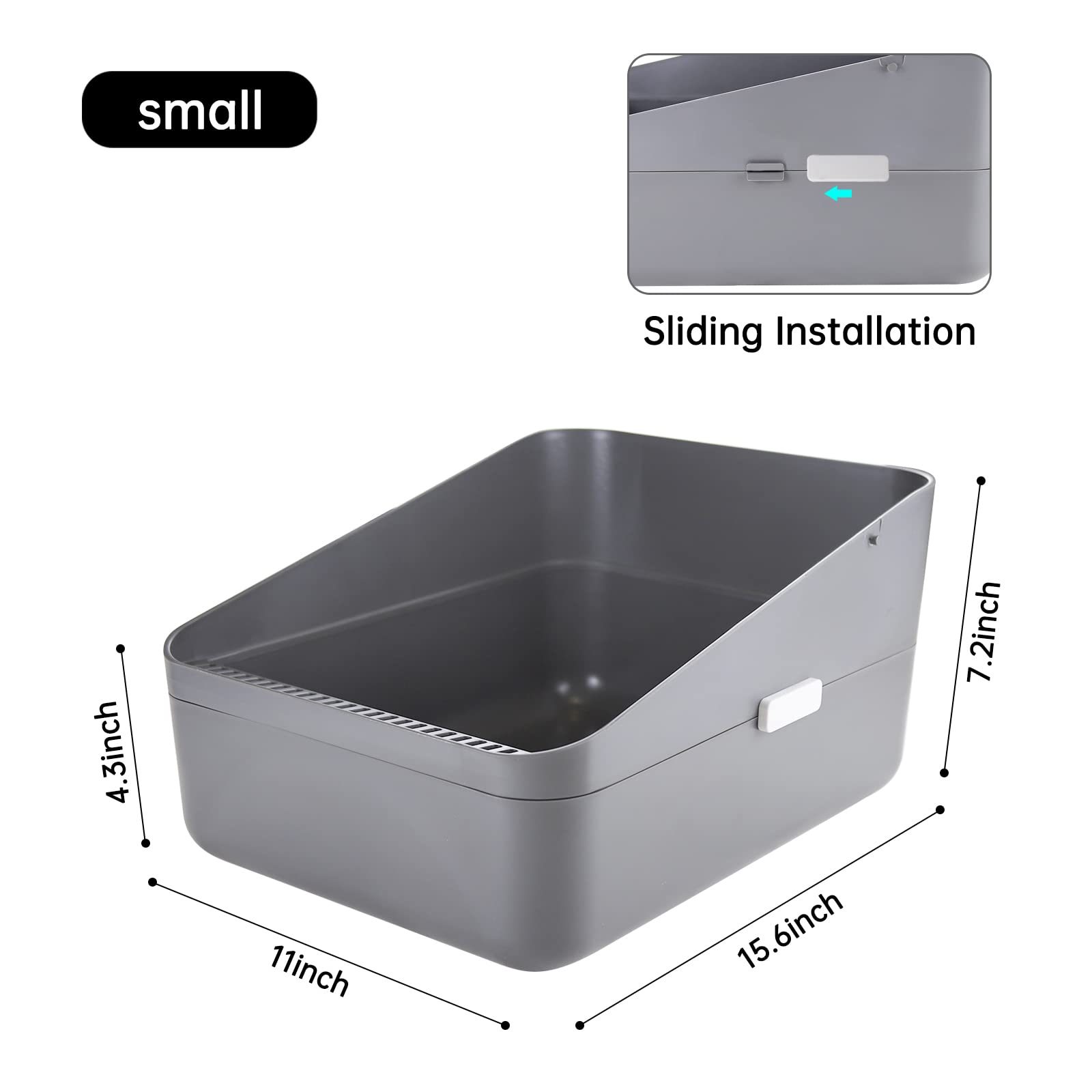 Sfozstra Open Litter Box,Prevent Sand Leakage, Durable High Side Sifting Litter Box For Small Cats,Enclosed,Secure And Odor Litt