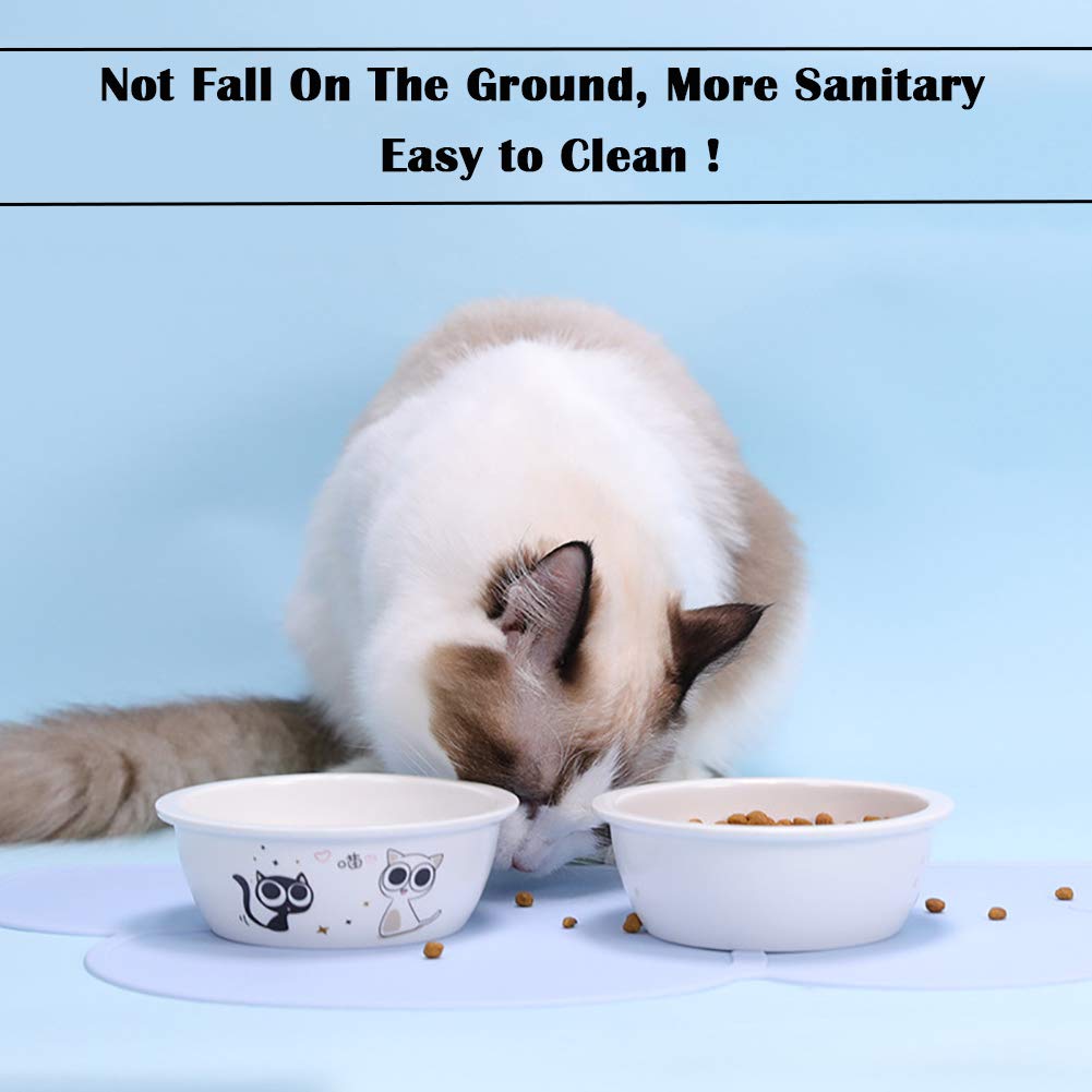 Love Dream Silicone Pet Feeding Food Mat Dog Cat Placemat Mat with Raised Edge, Anti-Slip Waterproof Pet Bowl Mats Pet Food Tray