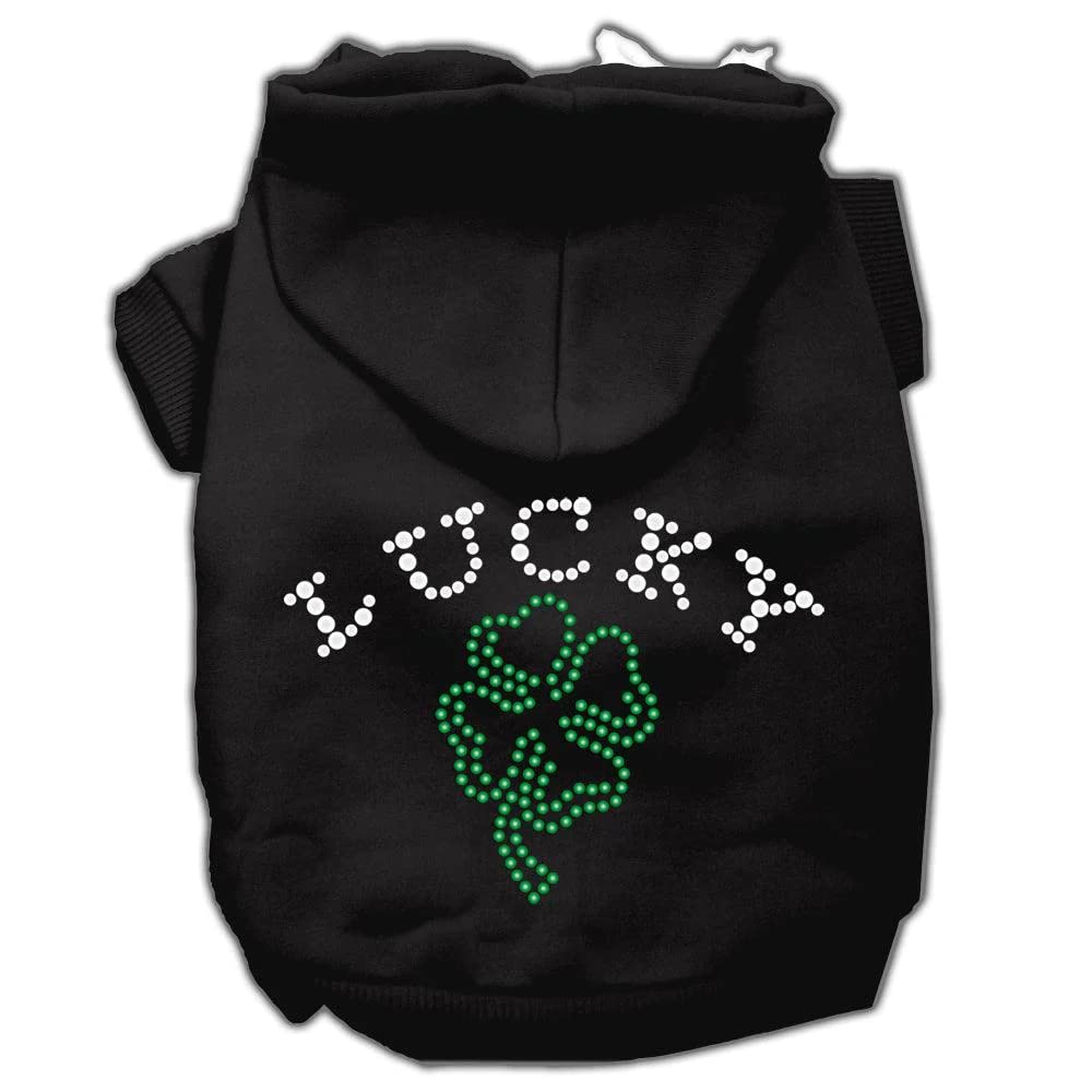 Pet, Dog & Cat Hoodie Rhinestone, &quot;Four Leaf Clover Outline&quot; Cream XS (0-3 lbs.)