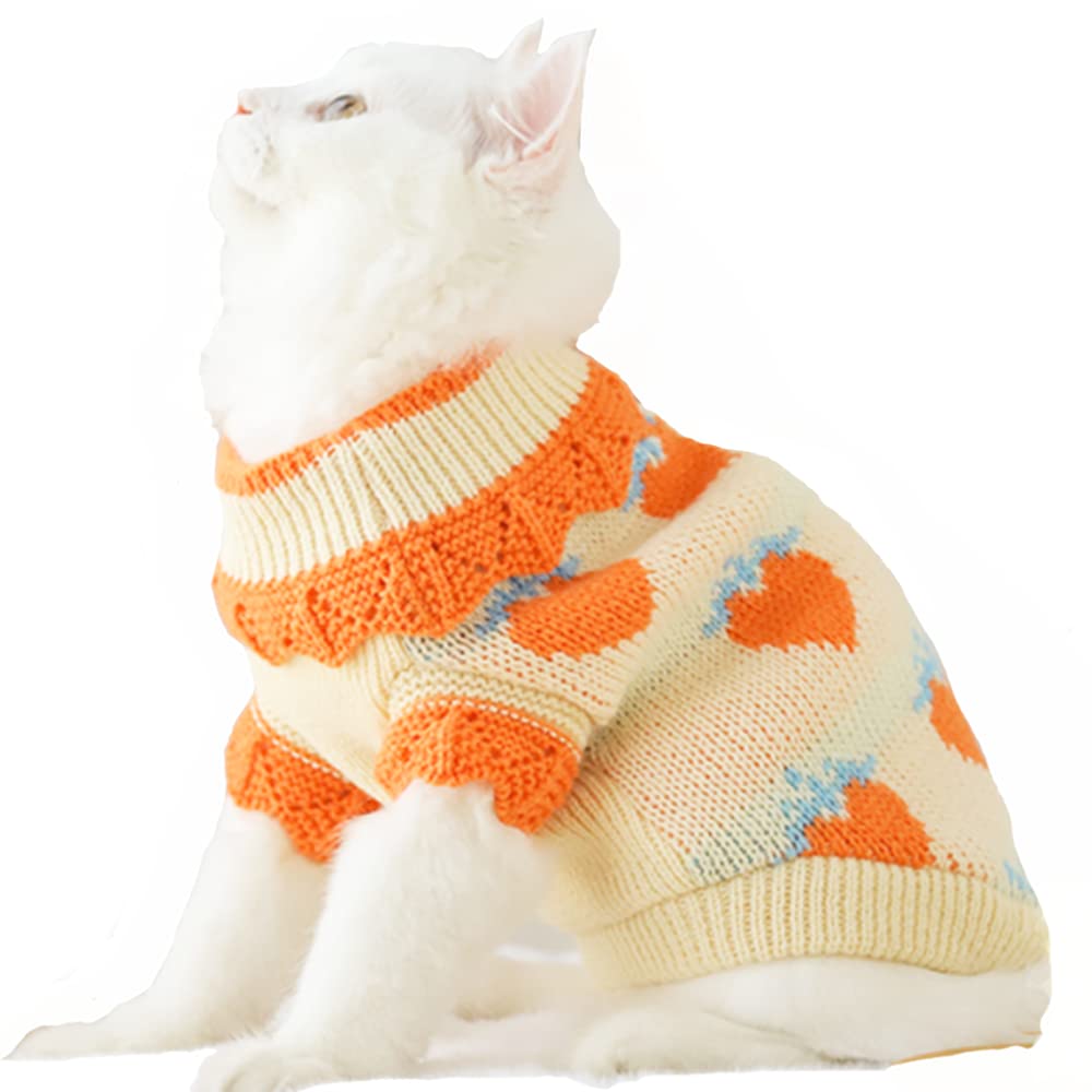 Aniac Fall Dog Sweater For Small Dog Girl Strawberry Knitted Cat Sweater Winter Puppy Clothes Turtleneck Kitten Knitwear Could W