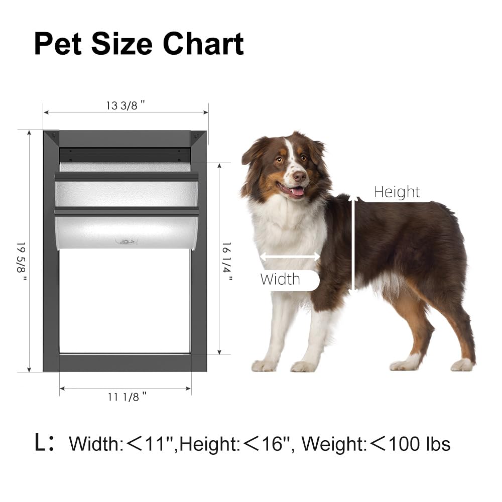 [Rescumascer] Weatherproof Large Dog Door For Interior And Exterior Door, Doggy Door With 2 Magnetic Flaps, 2 Sliding Lock Panel