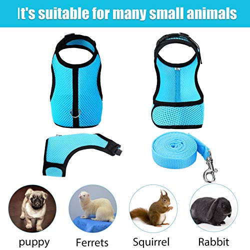 Satinior 2 Pieces Bunny Rabbit Harness With Leash Cute Adjustable Buckle Breathable Mesh Vest For Kitten Puppy Small Pets Animal Walking Accessories