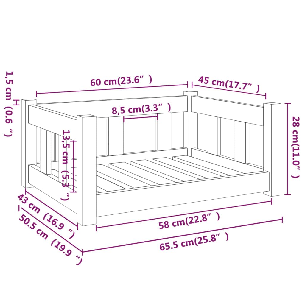 vidaXL Solid Wood Pine Dog Bed in White - Minimalistic Design Pet Sofa for Small to Medium Sized Dogs - Assembly Required