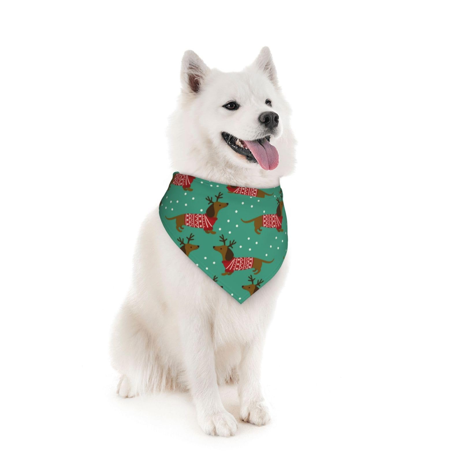 Merry Christmas Dachshund Dog Reindeer Dog Bandana Scarf Triangle Bibs Pet Accessories Cat Kerchief