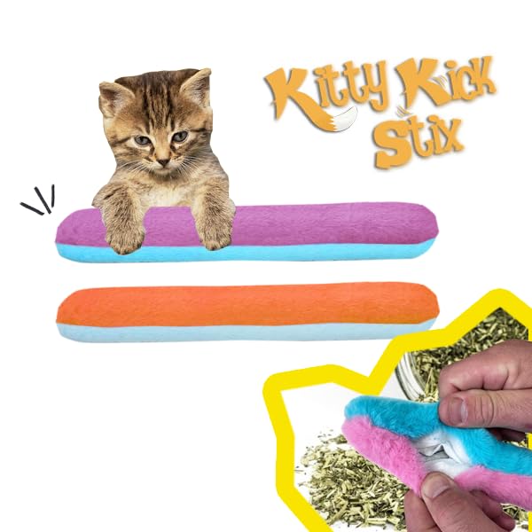 Kitty Kick Stix 10'' Catnip Kicker Toy (Set Of 2), Fun Catnip Toy, Interactive Natural Cat & Kitten Toy, Packed With 100% Potent