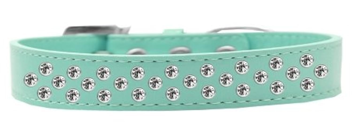 Dog, Puppy and Pet Fashion Collar, Premium Southwest Turquoise Pearl & Clear Crystals White 16