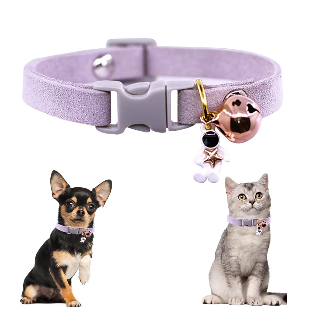 Grey Cat Collar With Bell, Pretty Female Puppy Collars With Bells For Xxs Tiny Pet Little Dogs Kitten Girls Animal, Xsmall