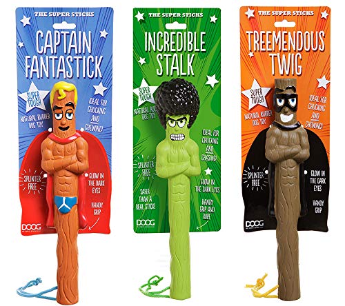 DOOG - The Supersticks Tree-Mendous Twig Fetch Toys Safer Than Real Sticks, Splinter Free, Glow-in-The-Dark Eyes, Floats, Easy t
