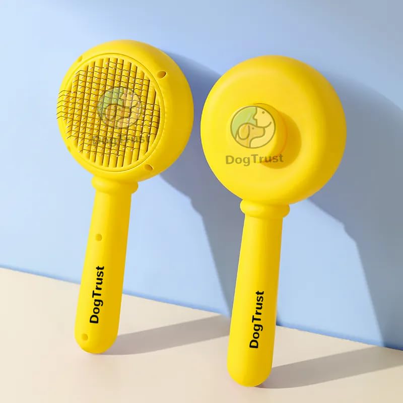 Dog Trust Cat Grooming Brush, Self Cleaning Slicker Brushes For Dogs Cats Pet Brush Tool Gently Removes Loose Undercoat, Mats Ta