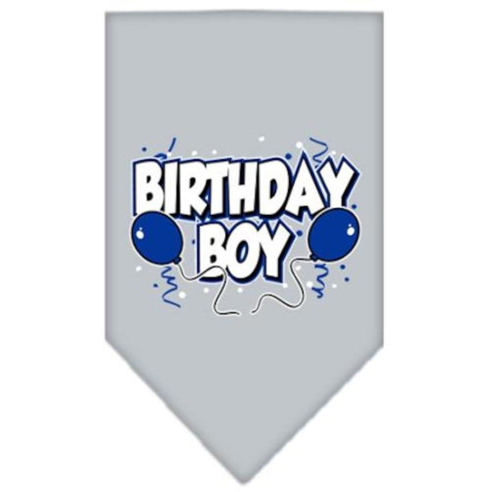 Pet and Dog Bandana Screen Printed, "Birthday Girl -or- "Birthday Boy" Grey Birthday Boy (Large)