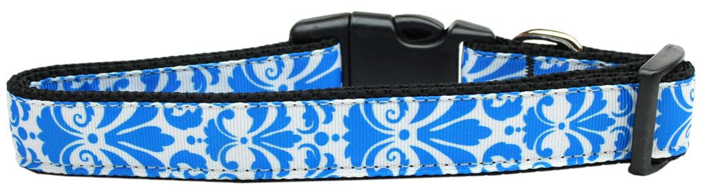 Pet Dog & Cat Nylon Collar, &quot;Damask&quot; *Available in 10 different colors!* Blue Cat Collar