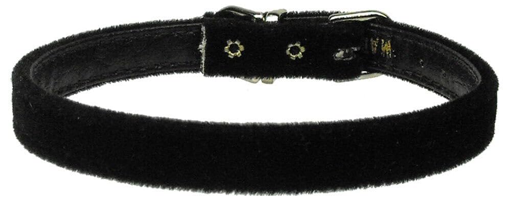 Dog, Puppy & Pet Plain Collar, &quot;3/8&quot; Velvet&quot; Black 12
