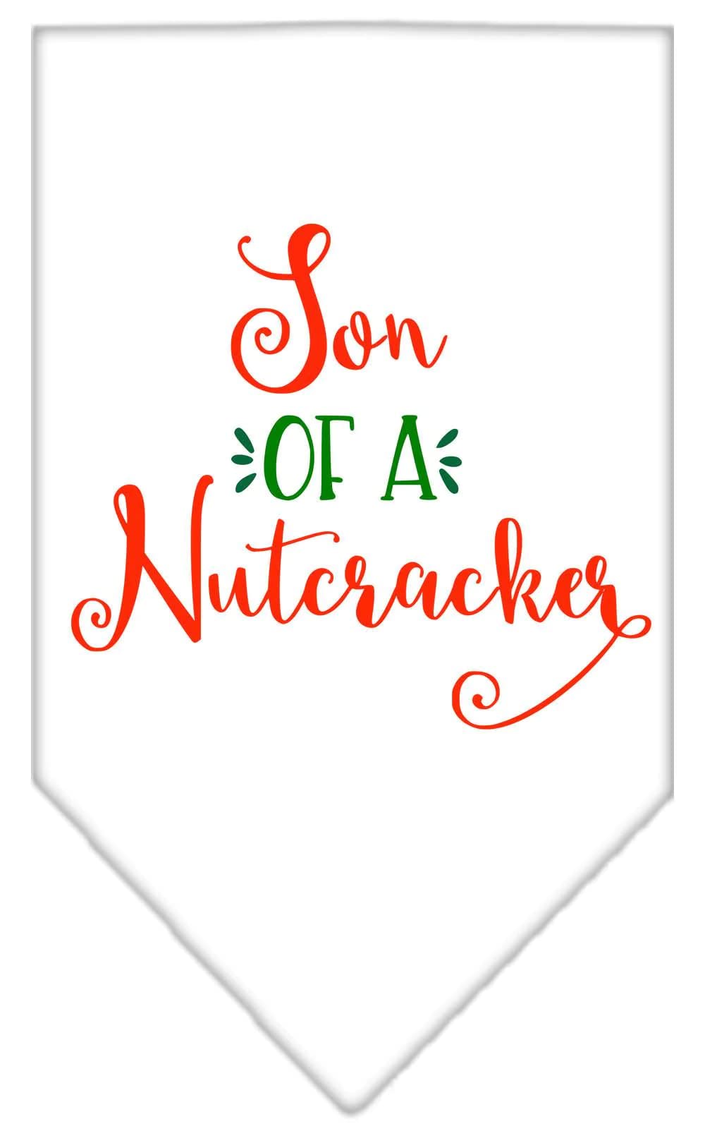 Christmas Pet and Dog Bandana Screen Printed, &quot;Son Of A Nutcracker&quot; White Small