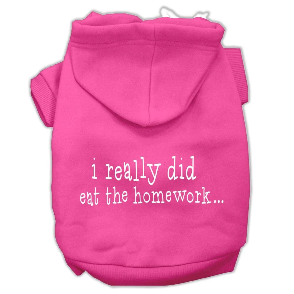 Pet Dog & Cat Hoodie Screen Printed, &quot;I Really Did Eat The Homework&quot; Brown XS (0-3 lbs.)