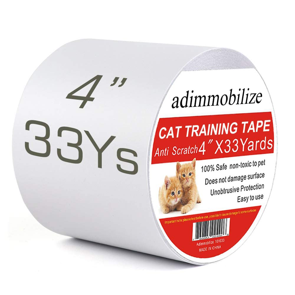 Adimmobilize Cat Scratch Deterrent Tape - Anti-Scratch Cat Training Tape For Couch, Furniture, Door, 4' X33Yards, 100% Transparent Clear, Removable, Residue-Free, Non-Toxic