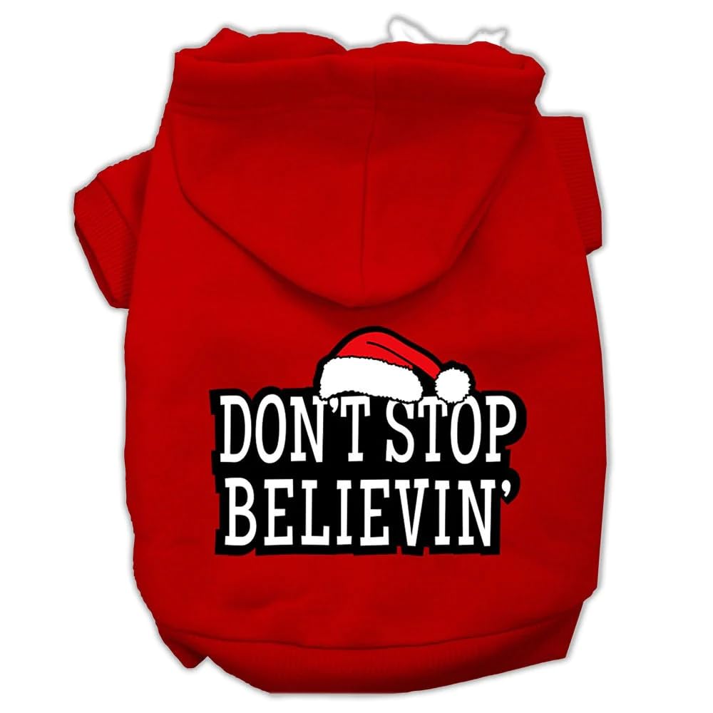 Christmas Pet Dog & Cat Hoodie Screen Printed, Don't Stop Believin Brown XL (14-20 lbs.)