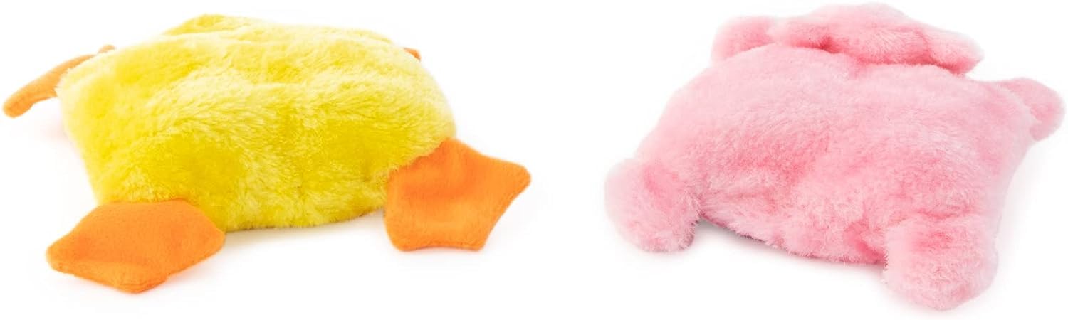 Zippypaws Squeakie Pads - 2 Pack Of Stuffing-Free Squeaky Dog Toys, Plush No Stuffing Puppy Toys, Dog Stuff For Small & Medium Dogs, Flat Squeaky Toys For Dog Birthday - Duck & Pig
