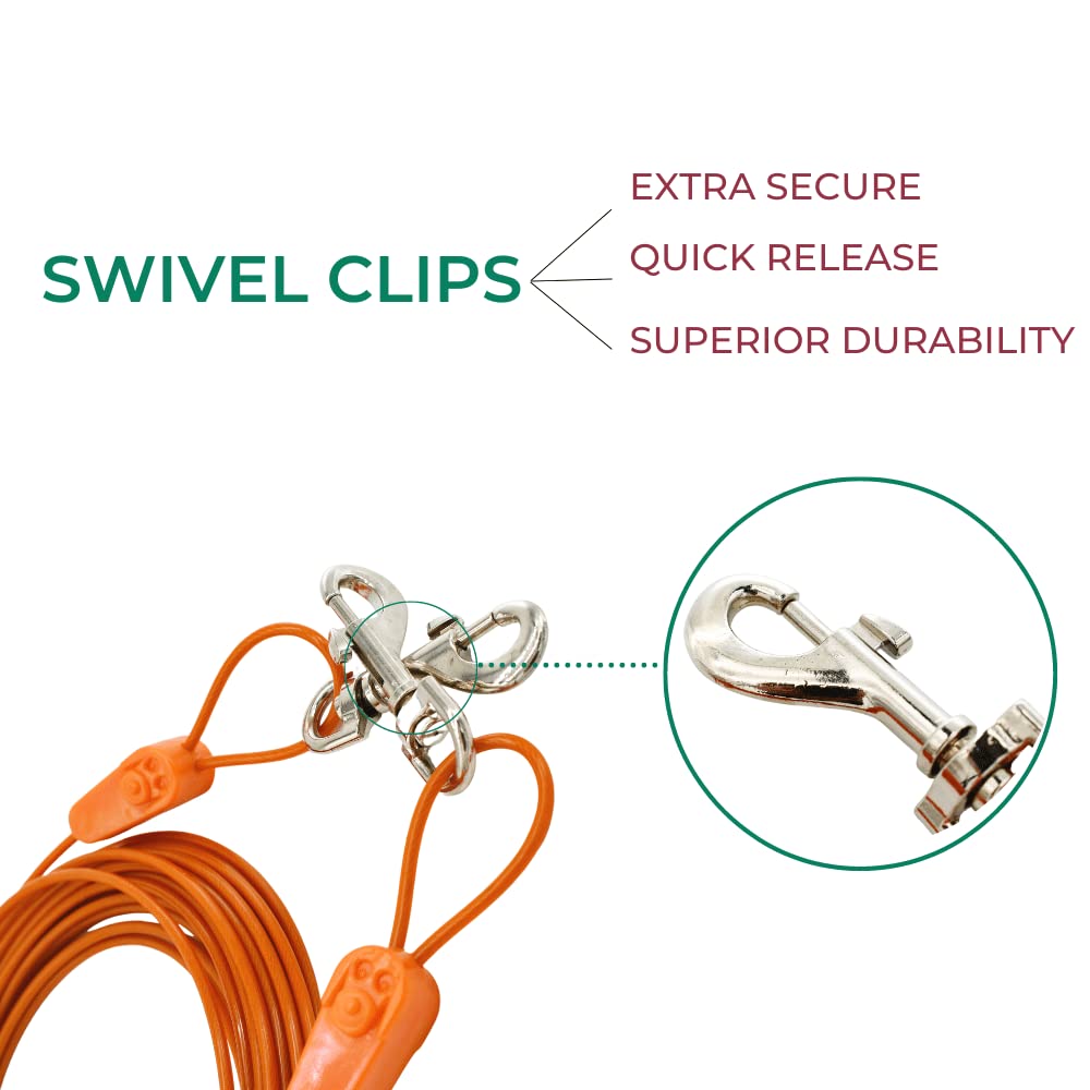 IntelliLeash Tie-Out Cables for Dogs. Lengths up to 100 Feet for Any Breed of Dogs up to 250 Pounds (10 lb / 12 ft)