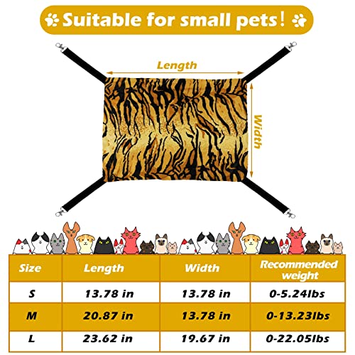 2 Pieces Reversible Cat Hanging Hammock Soft Breathable Pet Cage Hammock With Adjustable Straps And Metal Hooks Double-Sided Hanging Bed For Cats Small Dogs Rabbits (Zebra, Tiger Stripes, L)