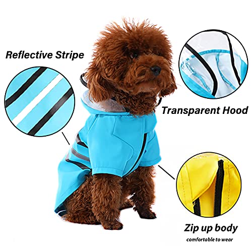 Wizland Dog Raincoat Dog Rain Jacket With Hood Lightweight Waterproof Jacket X-Small To Xx-Large Dogs And Puppies(Blue,M)