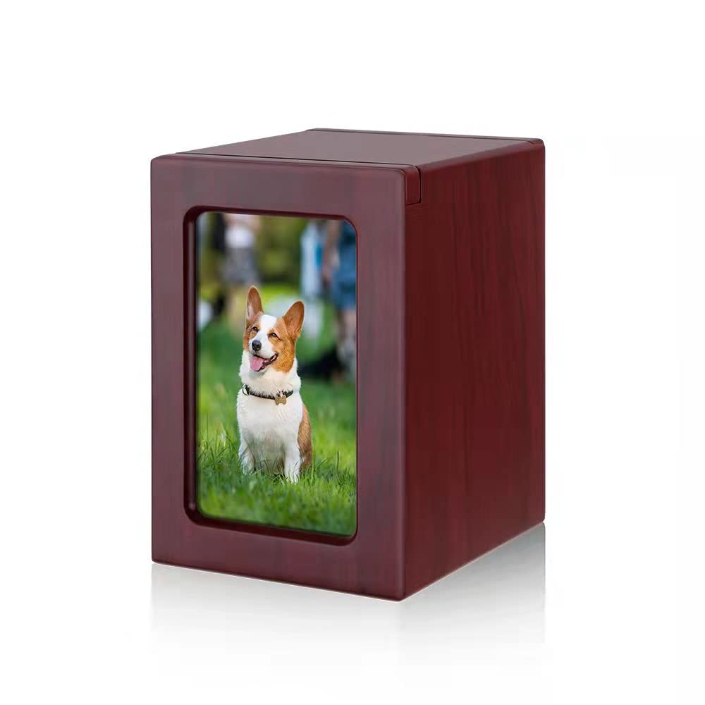 Newdream: Dog Urns For Ashes, Pet Urns, Pet Cremation Urns,Dog Urns,Ash Box For Dogs, Wood Keepsake Memorial Urns (Red Large)