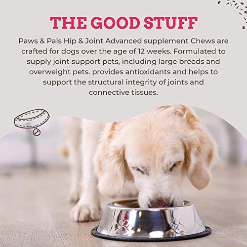 Paws & Pals Glucosamine Chondroitin MSM Soft Chews for Dogs, 240 Count - Maximum Strength Hip & Joint Supplement, Brown