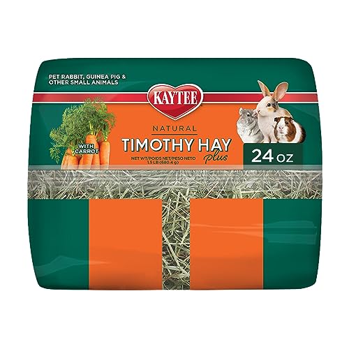 Kaytee Timothy Hay Plus Carrots for Pet Guinea Pigs, Rabbits & Other Small Animals, 24 oz