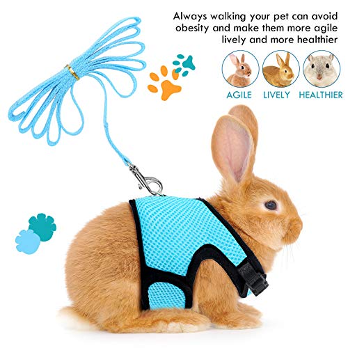 Satinior 2 Pieces Bunny Rabbit Harness With Leash Cute Adjustable Buckle Breathable Mesh Vest For Kitten Puppy Small Pets Animal Walking Accessories