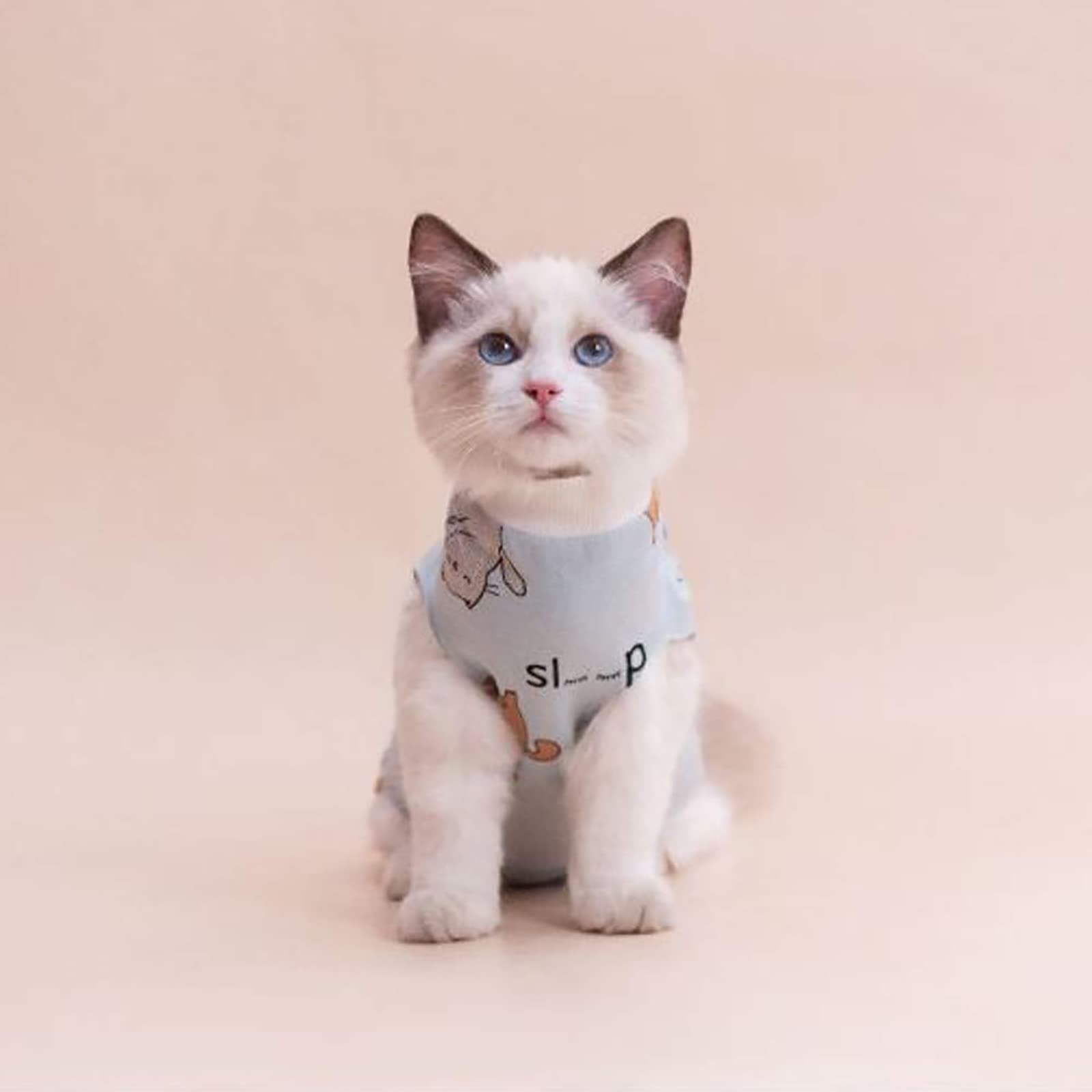Pumyporeity Cat Recovery Suit After Surgery, Cat Onesie For Cats After Surgery, Cat Surgical Recovery Suit Female, Kitten Recovery Suit For Neutered/Abdominal Wound/Skin Damage/Weaning, M, Blue