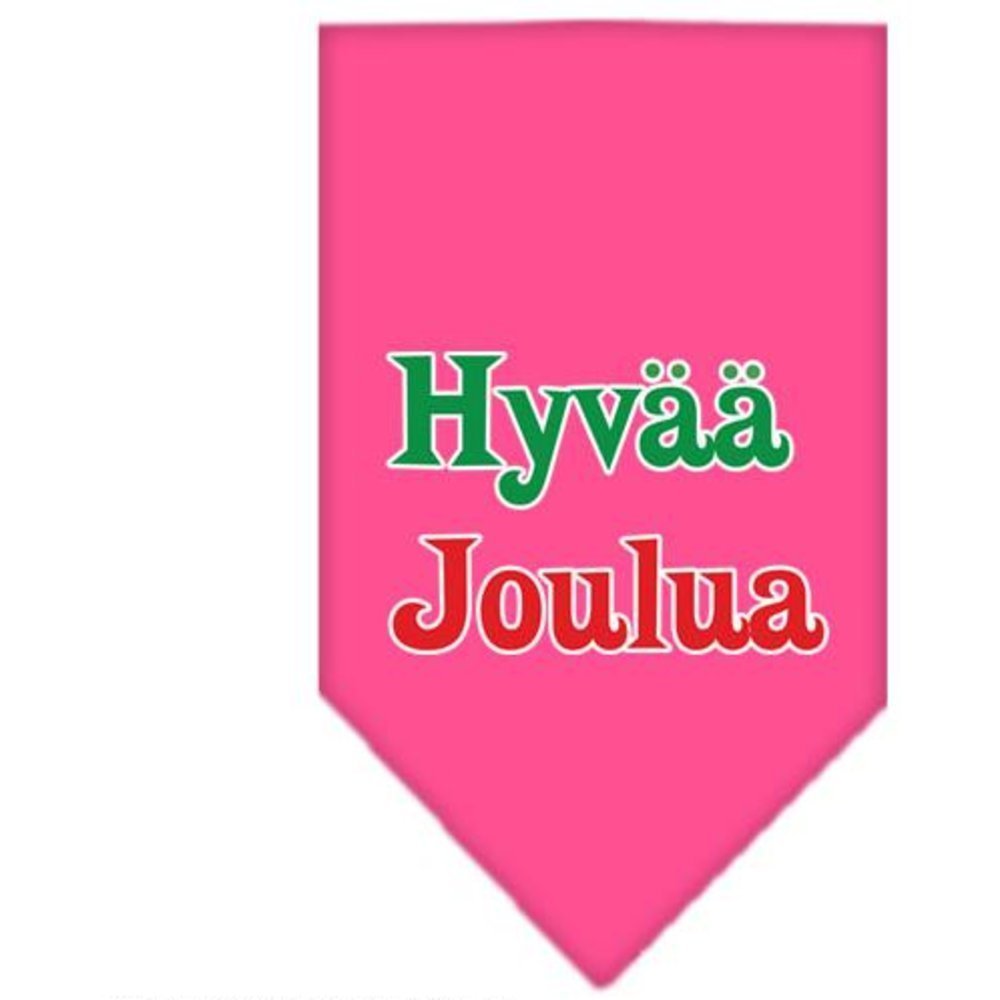 Christmas Pet and Dog Bandana Screen Printed, &quot;Hyvää Joulua&quot; Bright Pink Large