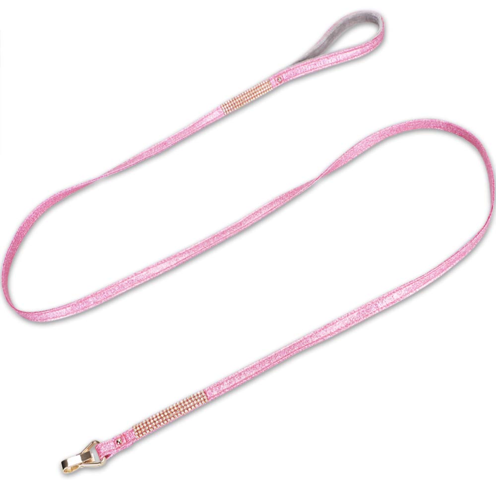Petshome Dog Leash, Pet Leash, [Bling Rhinestones] Premium Pu Leather Durable And Soft 6 Ft Leash For Control Safety Training, Walking Lead For Small To Medium Dogs Pink