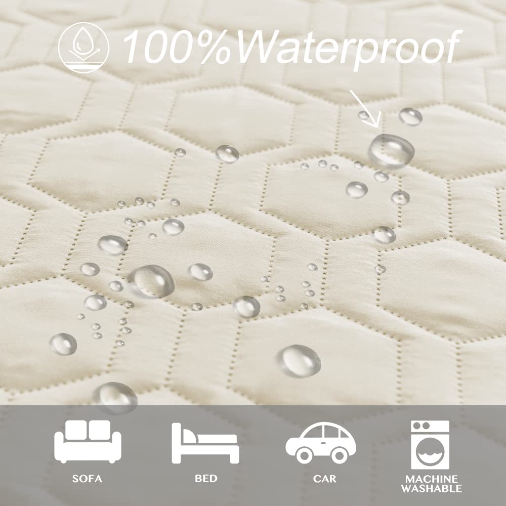 Tcksstex Waterproof & Anti-Slip Dog Bed Cover, 68x82 Inch, Ivory, Polyester - Incontinence Mattress Protector for Pets
