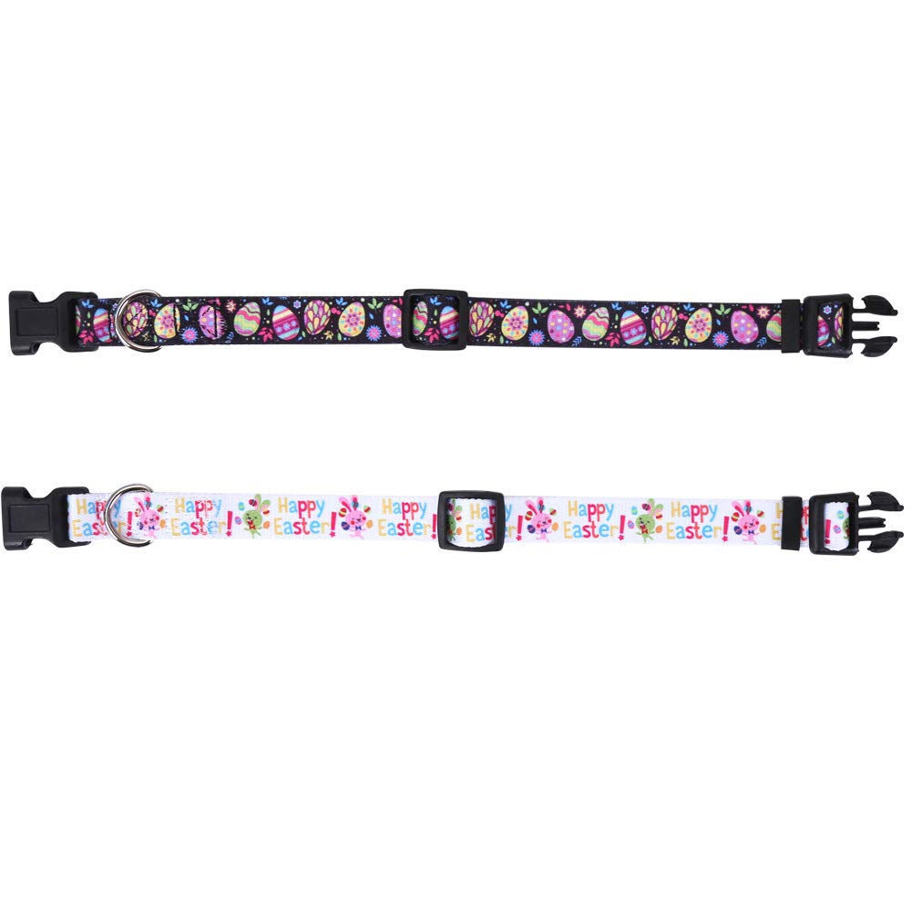 2 Pack Easter Dog Collar Adjustable Nylon Pet Collars Easter Egg Medium