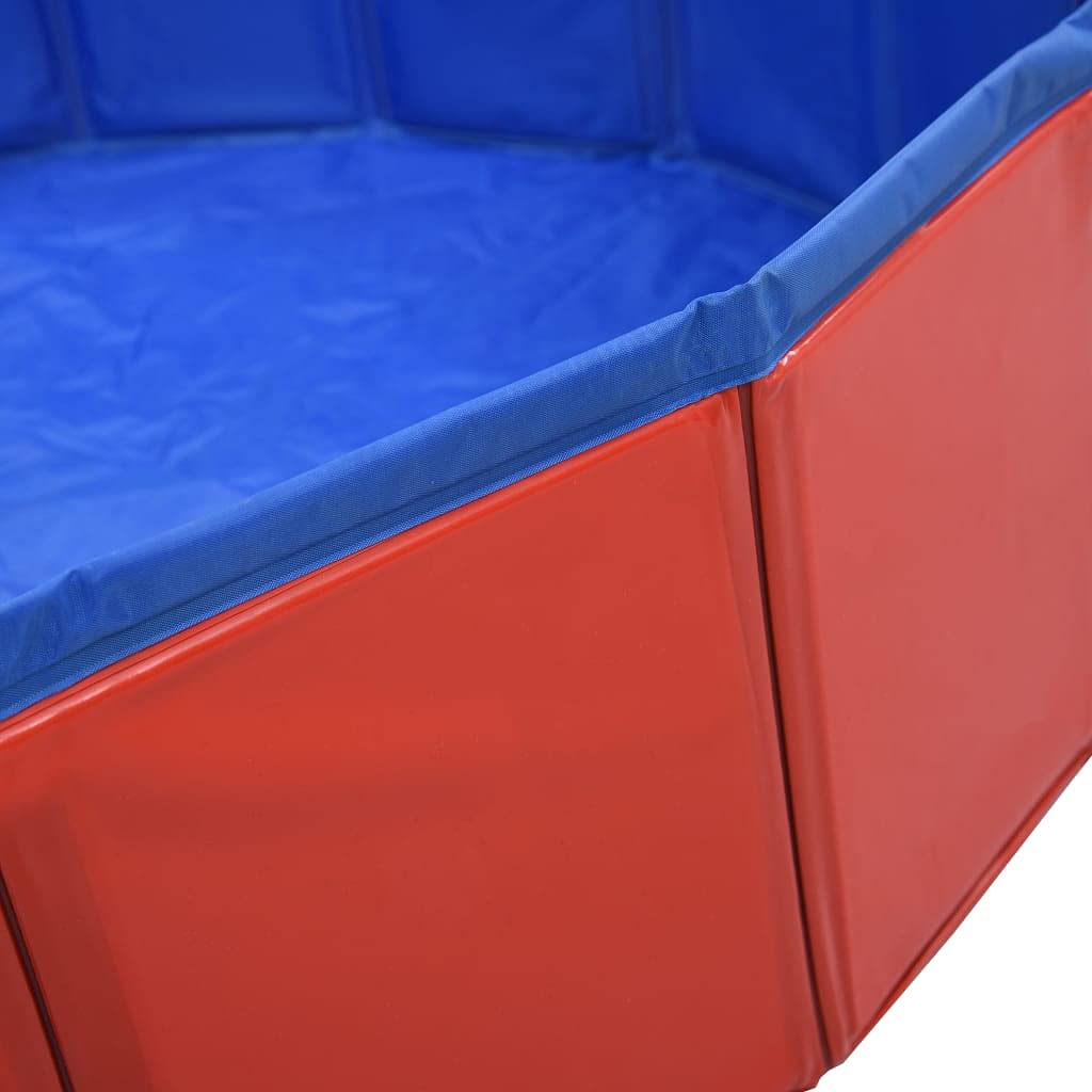 Vidaxl Foldable Dog Swimming Pool 63'X11.8' - Robust Pvc Construction With Anti-Slip Design For Outdoors And Indoors - All Season Red Pet Pool With Versatile Use