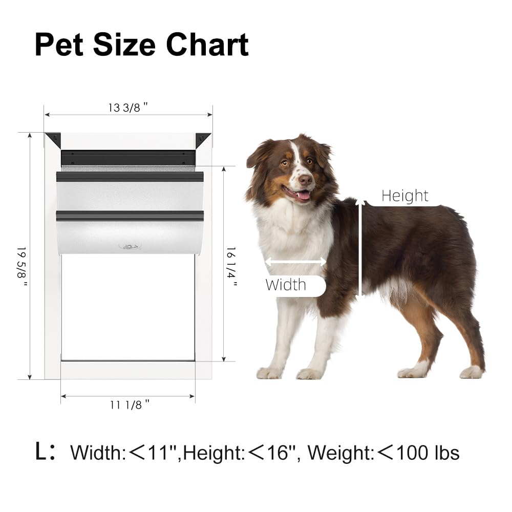 [Rescumascer] Weatherproof Large Dog Door For Door, Doggie Door With 2 Magnetic Flaps, Dog Doors For Large Dogs With 2 Sliding L