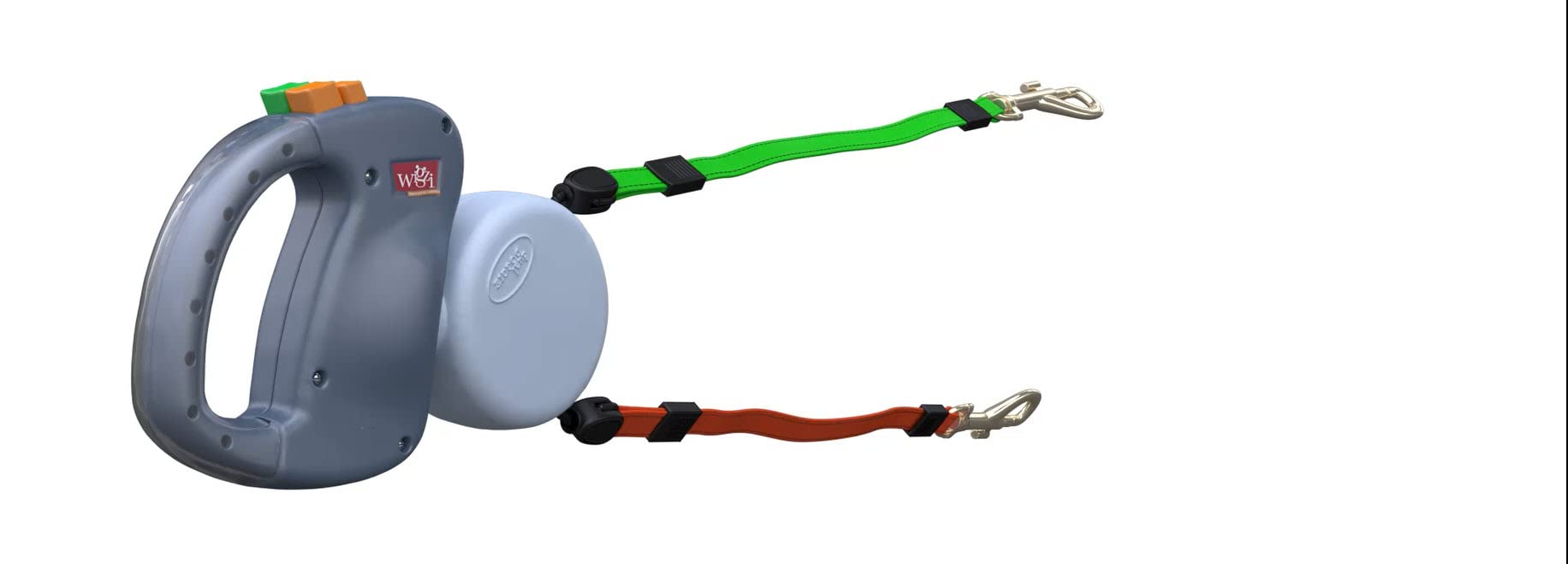 WIGZI 2025 Edition Red 2 Dog Retractable Leash, Silicone Gel Handle, 10ft Distance, No Tangle, Small/Medium, Easy Lock/Unlock