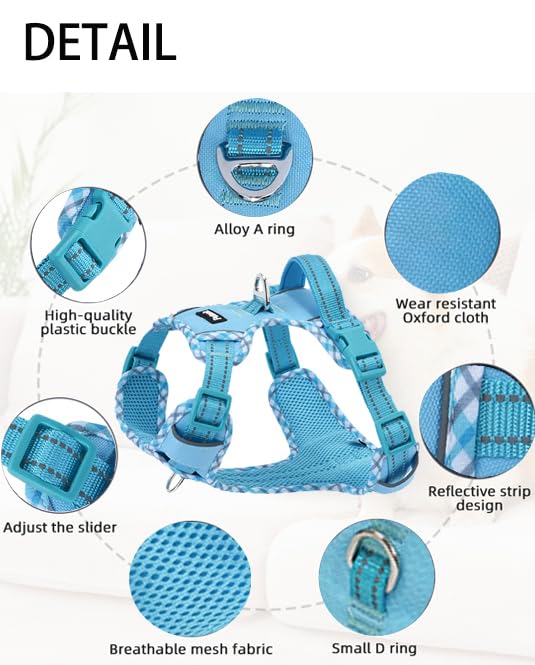 Petank Dog Harness Small Sized Dog, Puppy Harness Small Size Dog For Dog Training Walking, No Pull Dog Harness For Small Dogs, S