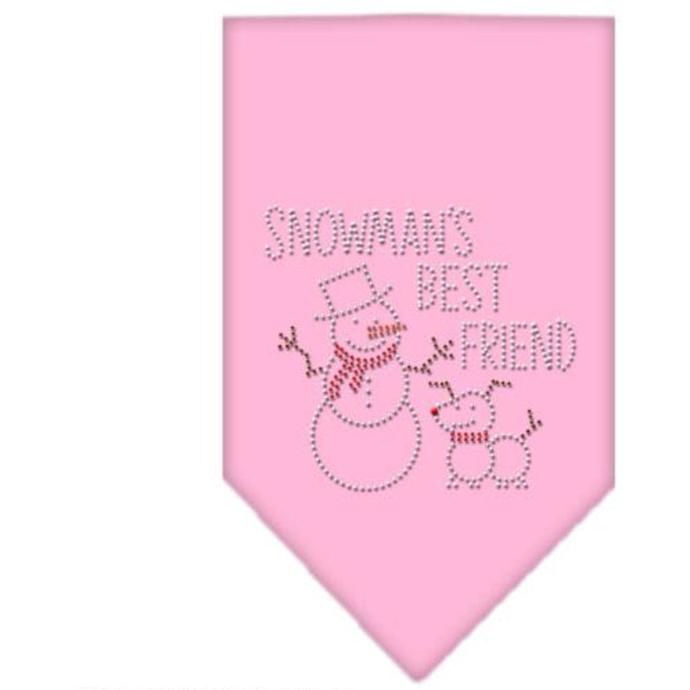 Christmas Pet and Dog Bandana Rhinestone, &quot;Snowman's Best Friend&quot; Light Pink Large