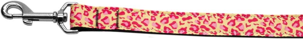 Pet Dog & Cat Nylon Collar or Leash, "Tan and Pink Leopard" 1" w x 6 ft. leash
