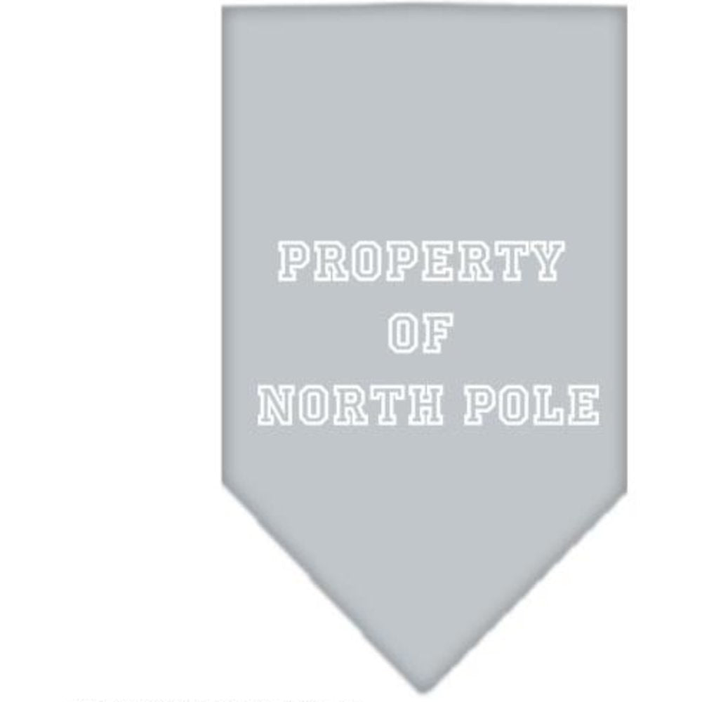 Mirage Pet Products Property of North Pole Screen Print Bandana for Pets, Small, Grey