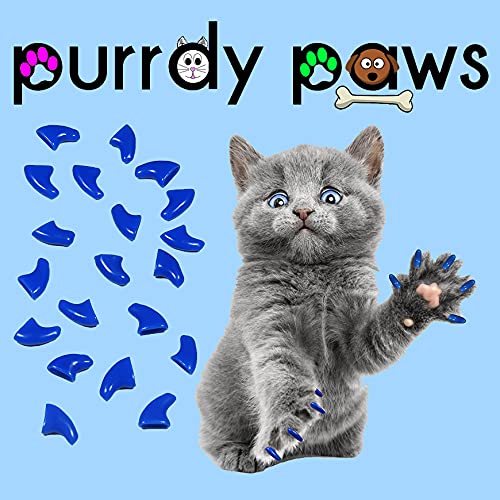 Purrdy Paws 6 Month Supply Soft Nail Caps For Cats Blue Kitten - Extra Adhesives
